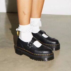 Dr Martens Black Leather Mary Jane platform Shoes